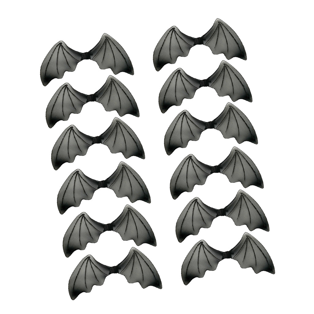 12/pack Kids Glitter Black Bat Wings Halloween Angel Fancy Dress Accessory