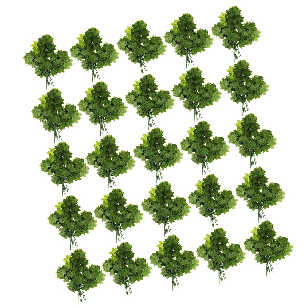 12pcs Artificial Silk Leaves Wedding Favor Autumn Maple Leaf Decor Green