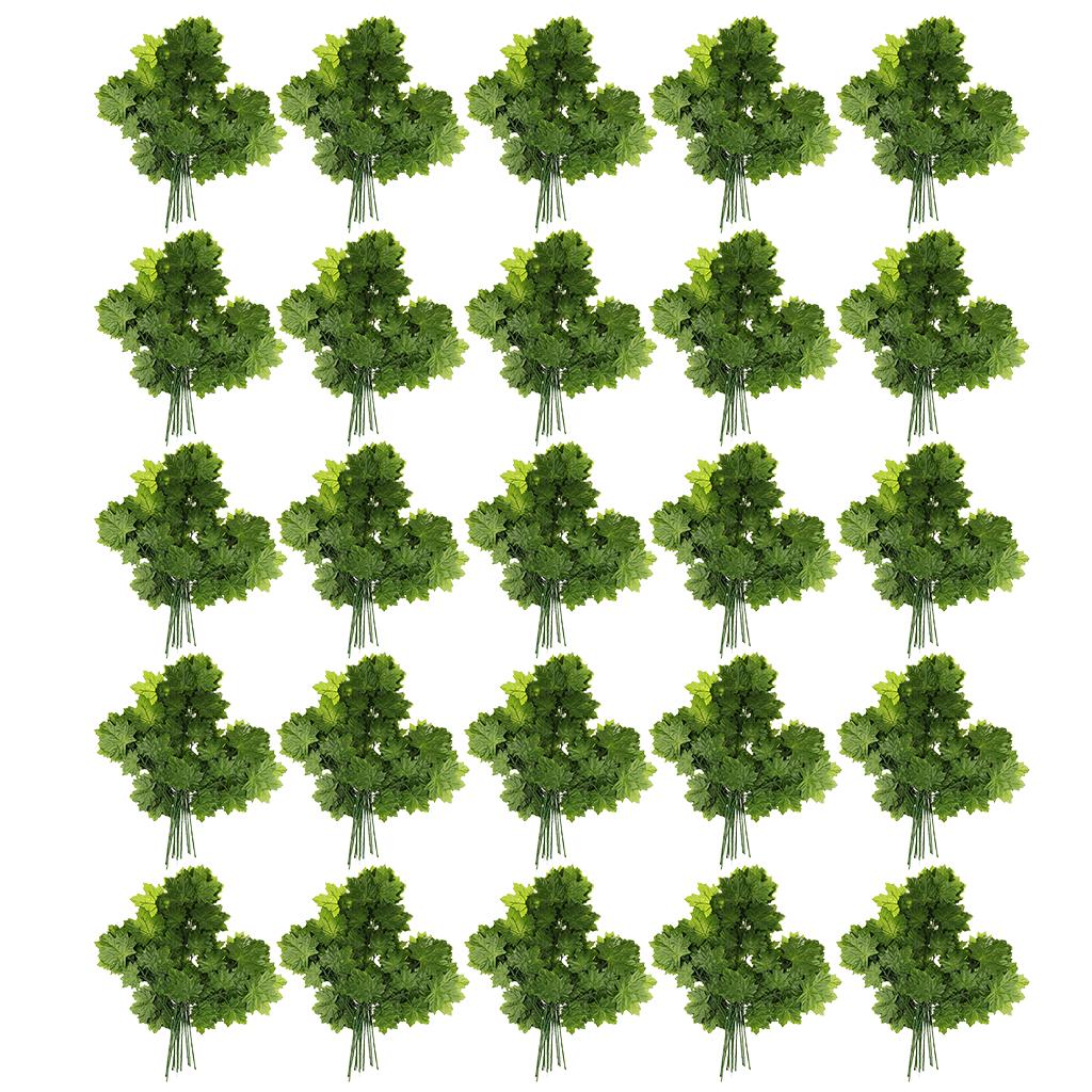 12pcs Artificial Silk Leaves Wedding Favor Autumn Maple Leaf Decor Green
