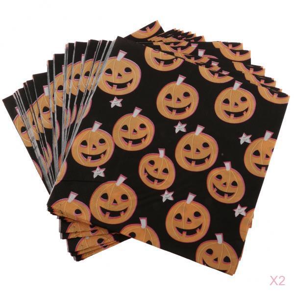 40pcs Happy Halloween Pumpkin Paper Napkin Disposable Napkin Tableware Decor