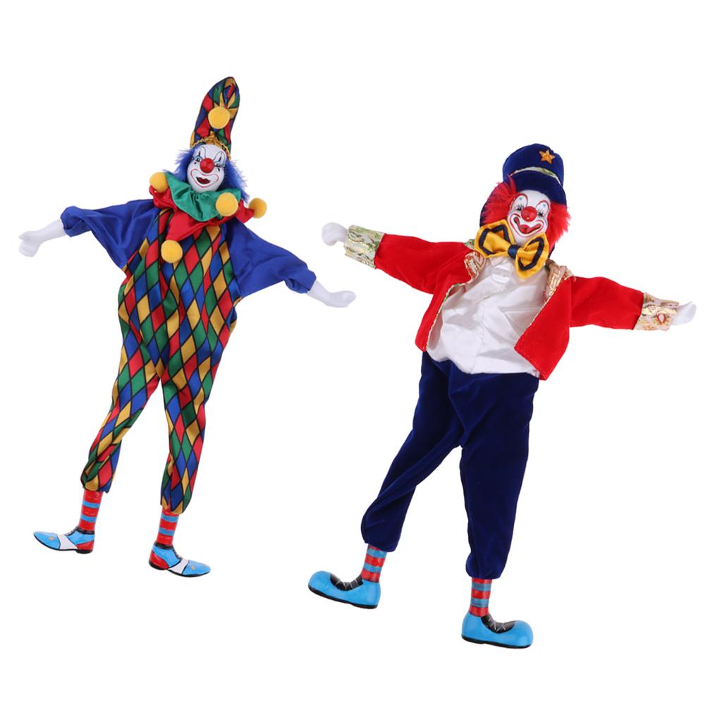 2Pcs 41cm Funny Clown Man Doll Wearing Clothes Halloween Ornament Kids Gift