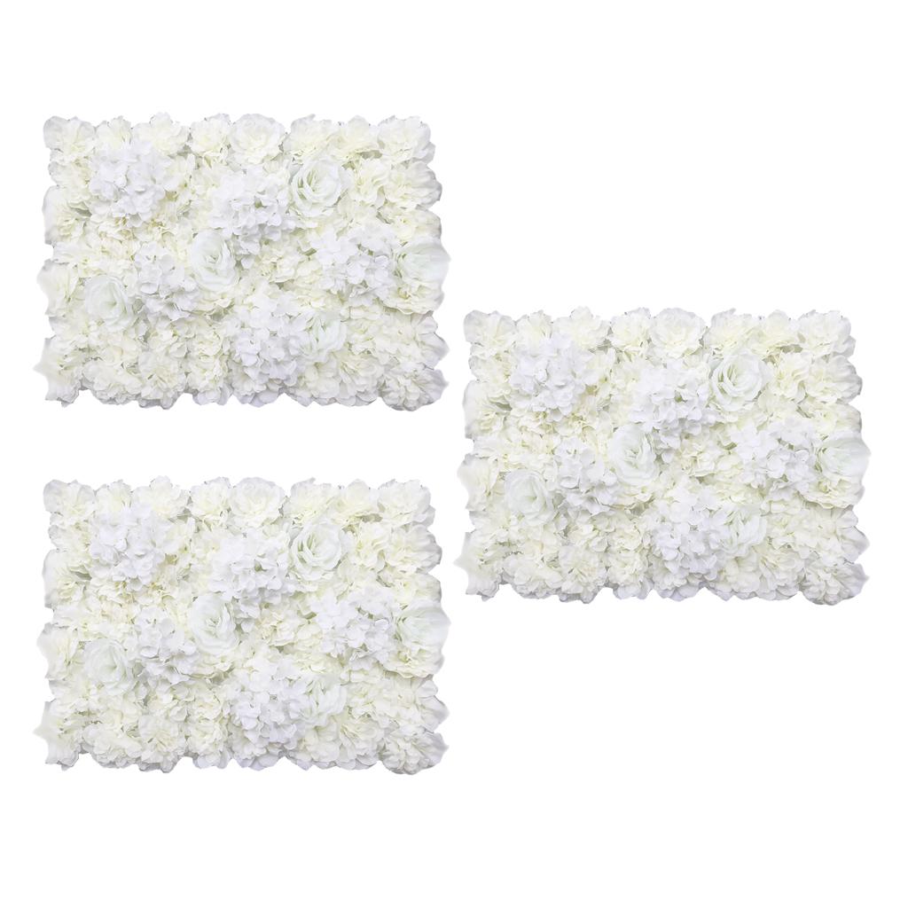 3 Pieces Artificial Flower Wall Wedding Venue Flower Pillar Main Road Cream