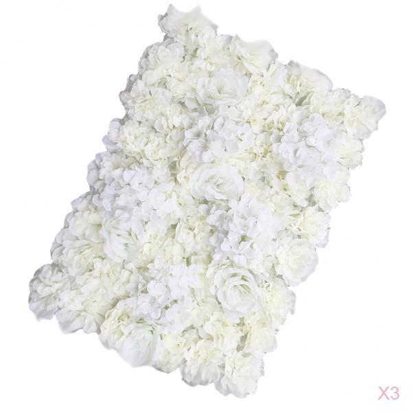 3 Pieces Artificial Flower Wall Wedding Venue Flower Pillar Main Road Cream