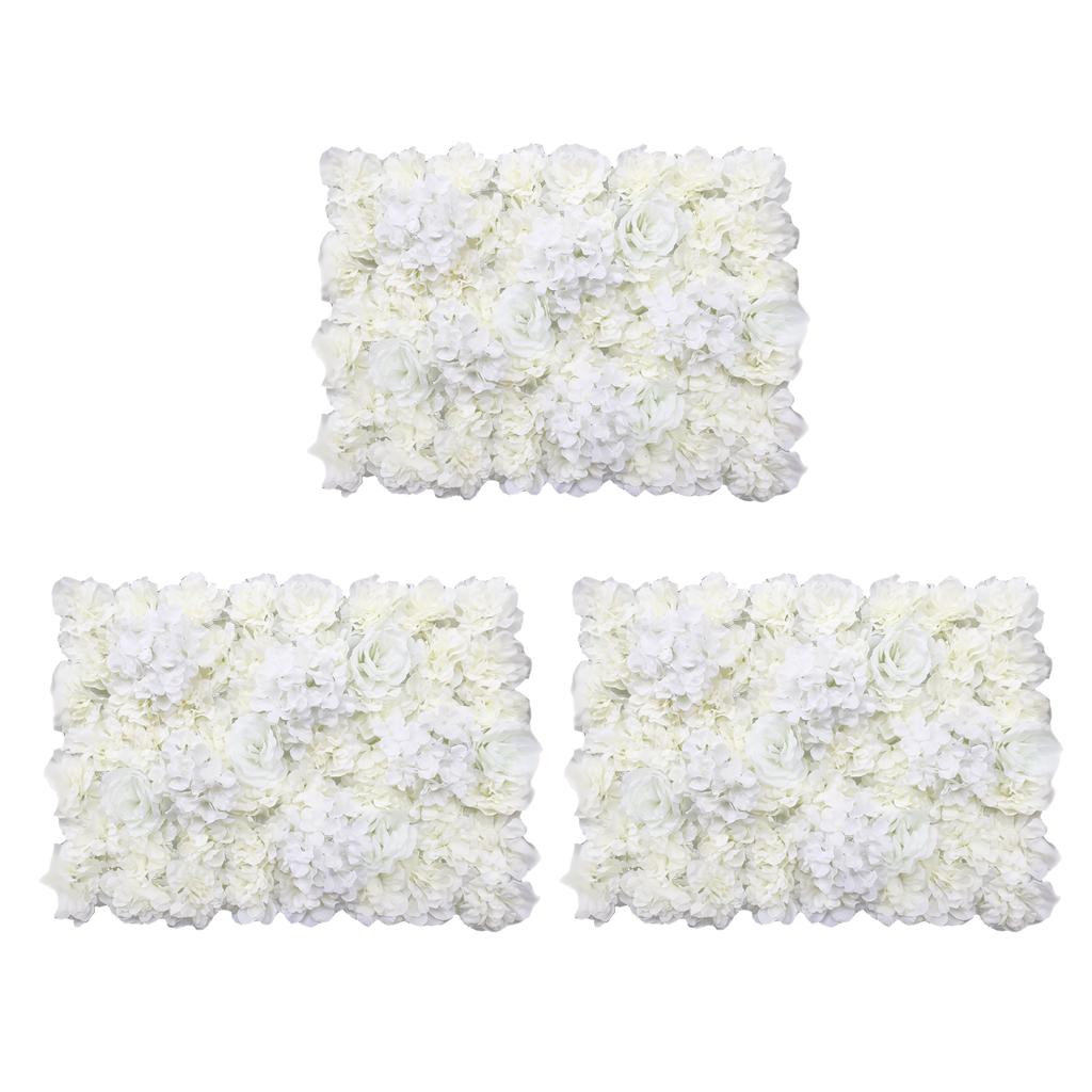 3 Pieces Artificial Flower Wall Wedding Venue Flower Pillar Main Road Cream