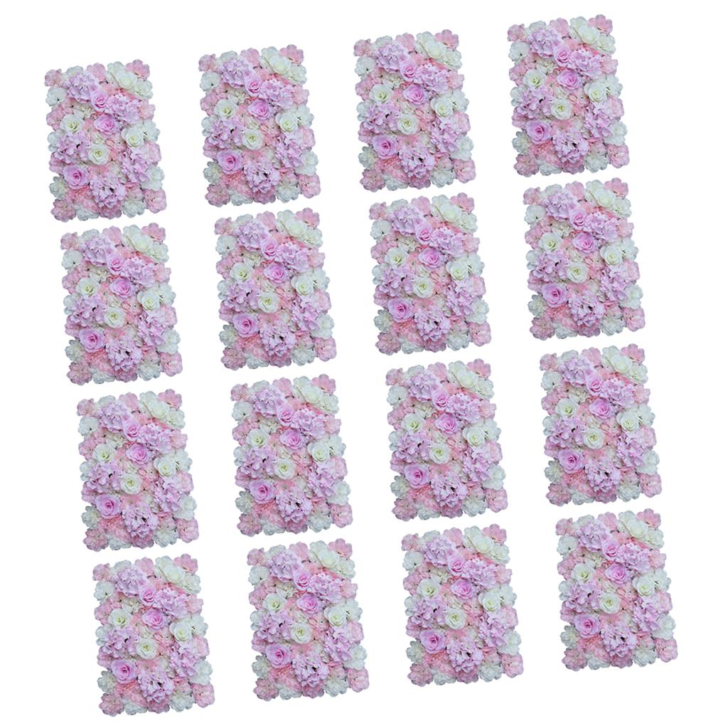 16 Pieces Artificial Flower Wall Panels Wedding Venue Decor Pink White