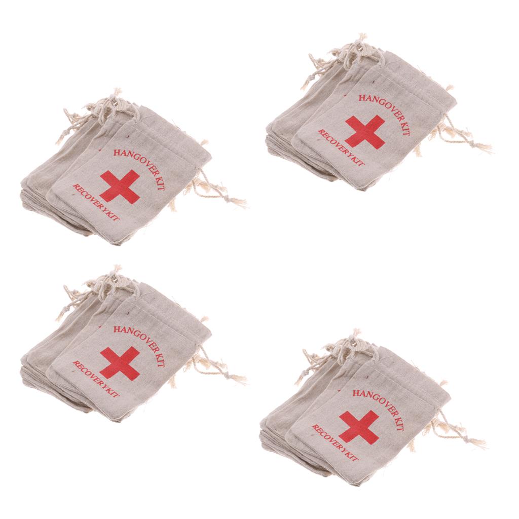 40pcs Hangover Kit Bags Bachelorette Party First Aid Bags Muslin Favors Bag