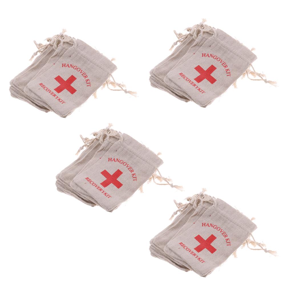 40pcs Hangover Kit Bags Bachelorette Party First Aid Bags Muslin Favors Bag