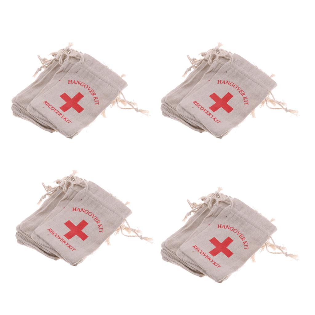 40pcs Hangover Kit Bags Bachelorette Party First Aid Bags Muslin Favors Bag