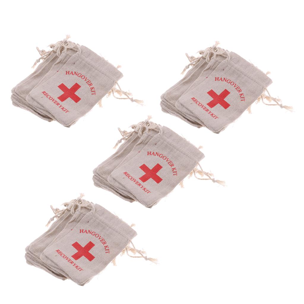 40pcs Hangover Kit Bags Bachelorette Party First Aid Bags Muslin Favors Bag
