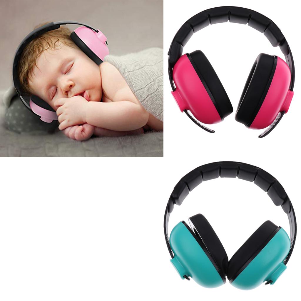2Pieces Baby Ear Defenders Earmuffs Hearing Protection Mint green + Rose