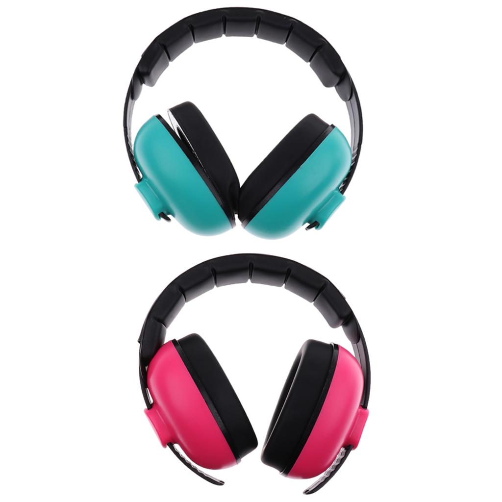 2Pieces Baby Ear Defenders Earmuffs Hearing Protection Mint green + Rose