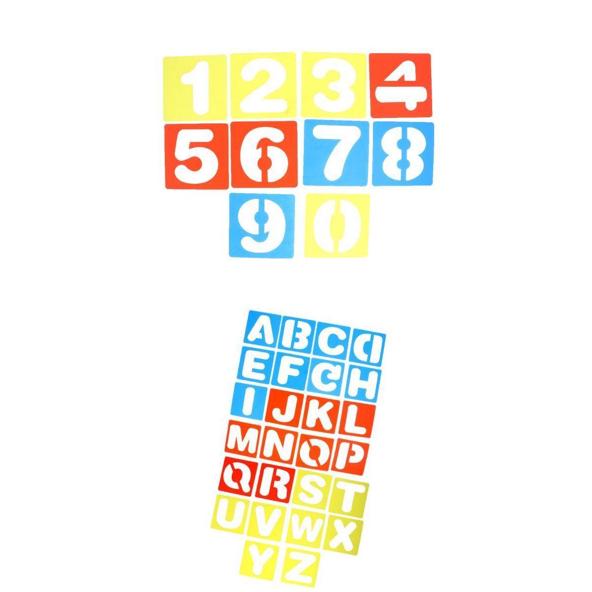 36 Pieces Arabic Numbers & Alphabet Drawing Template Stencils Ruler for Kids