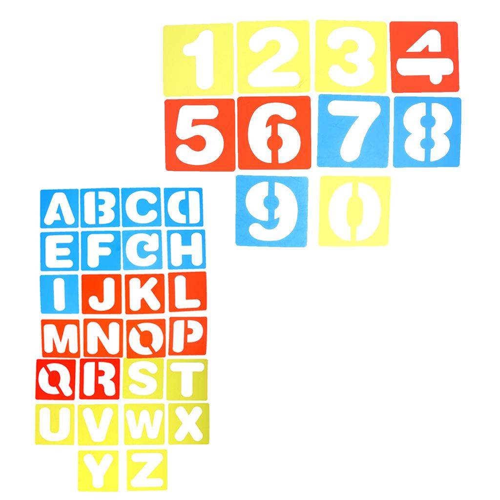 36 Pieces Arabic Numbers & Alphabet Drawing Template Stencils Ruler for Kids