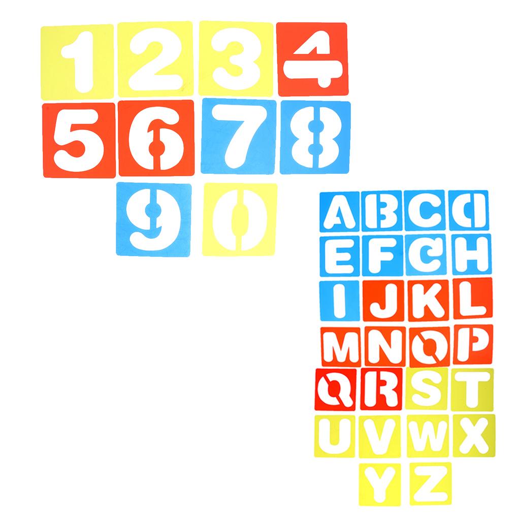 36 Pieces Arabic Numbers & Alphabet Drawing Template Stencils Ruler for Kids
