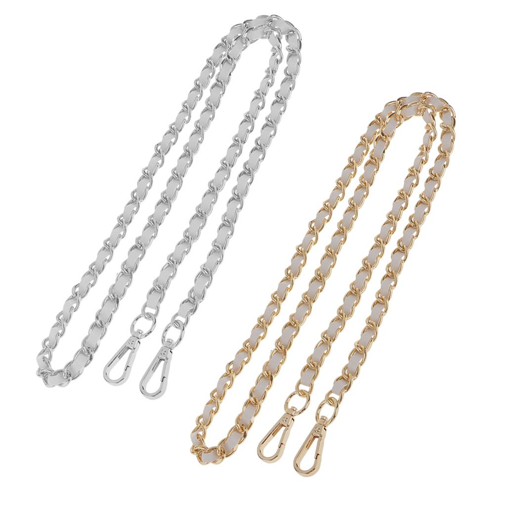 2x Purse Handbag Handle Shoulder Bag Replacement Chain Bag Strap Gold+Silver