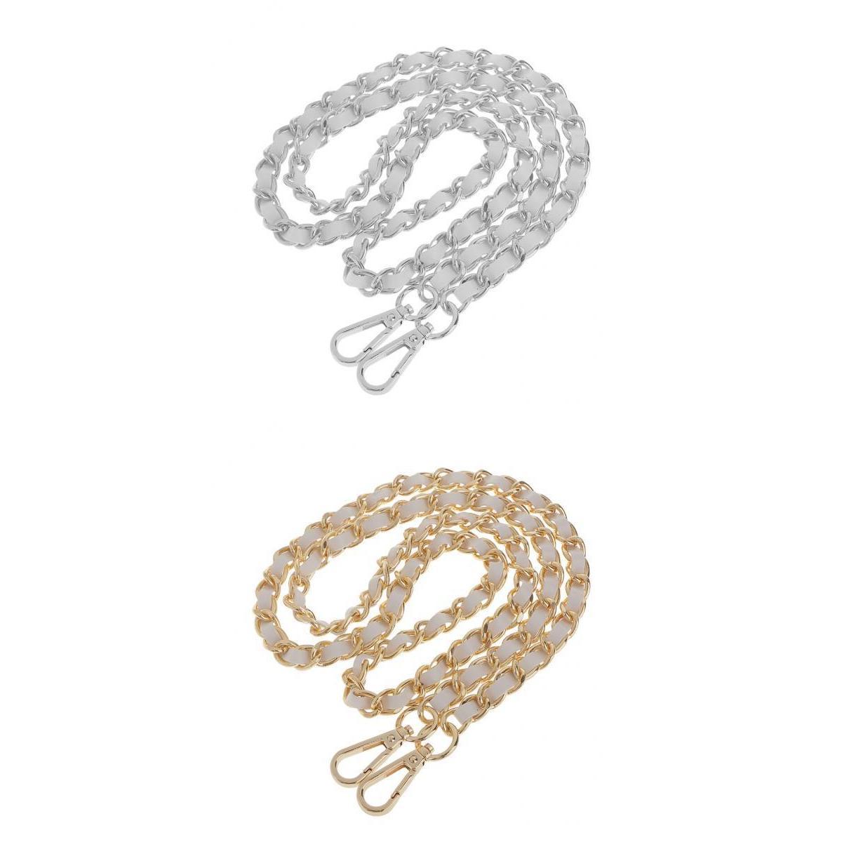 2x Purse Handbag Handle Shoulder Bag Replacement Chain Bag Strap Gold+Silver