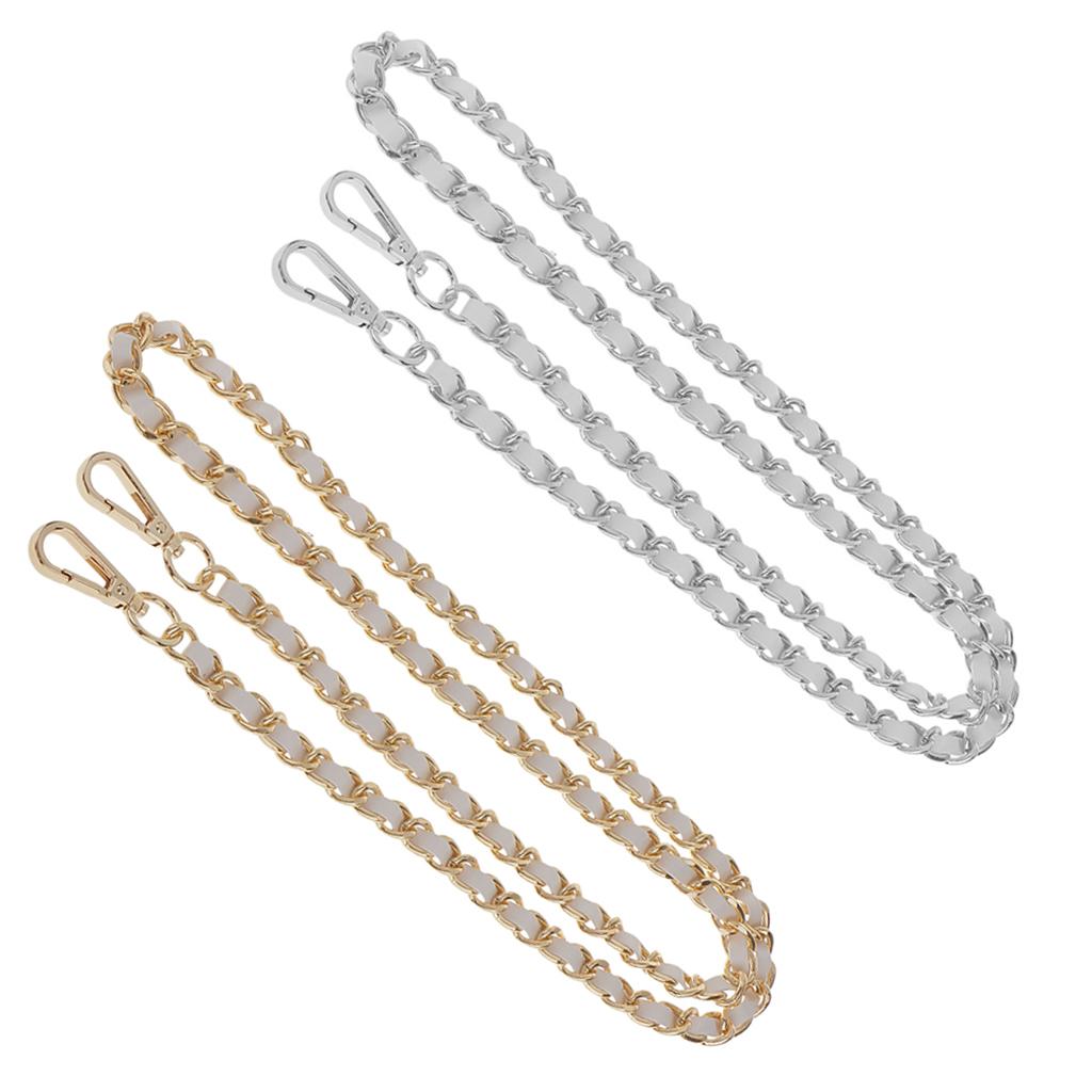 2x Purse Handbag Handle Shoulder Bag Replacement Chain Bag Strap Gold+Silver