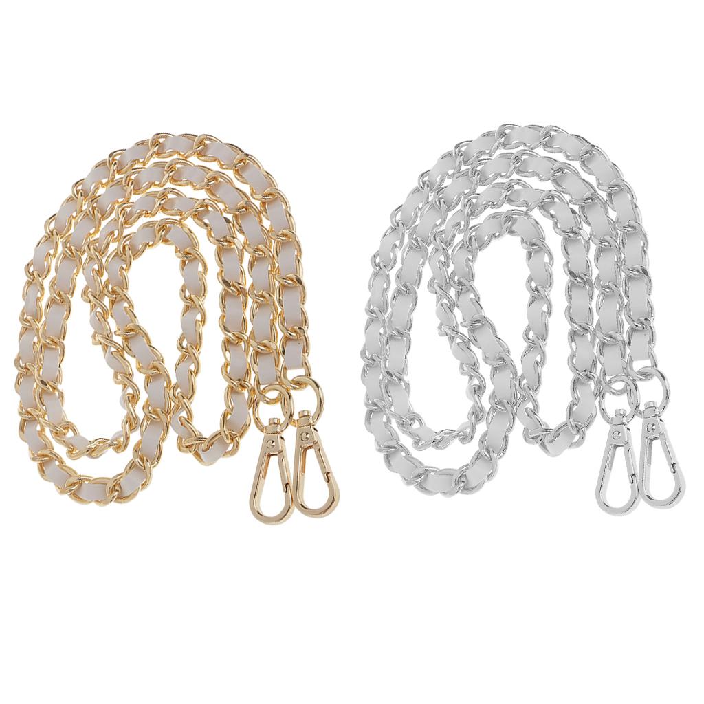 2x Purse Handbag Handle Shoulder Bag Replacement Chain Bag Strap Gold+Silver