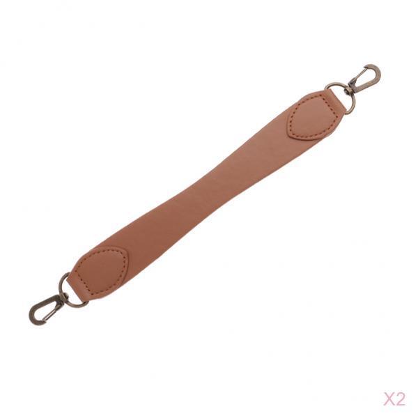 2x PU Leather Short Handbag Strap Replacement Purse Handle Holder 29cm Brown
