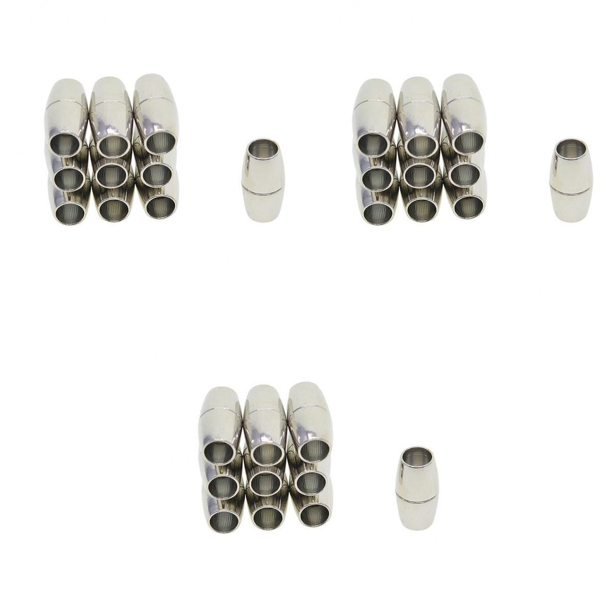 30 Sets Leather Kumihimo Barrel Magnetic Clasps for Jewelry Making 4/5/6mm
