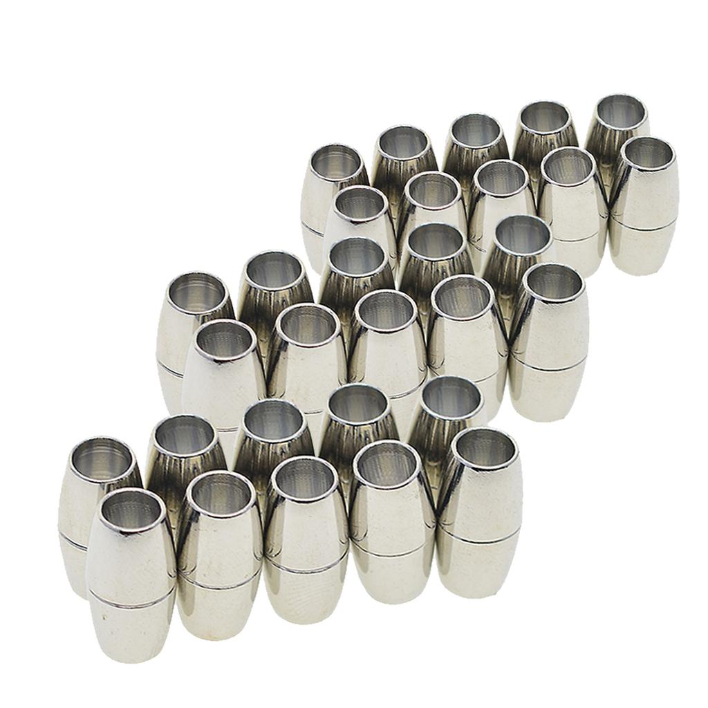 30 Sets Leather Kumihimo Barrel Magnetic Clasps for Jewelry Making 4/5/6mm