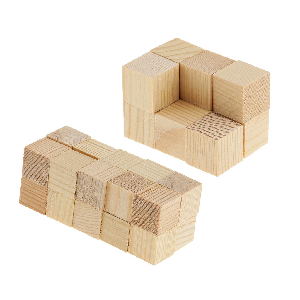 30 Pieces Unfinished Wood Cube Blocks Wooden Shapes for DIY Crafts 15mm 20mm