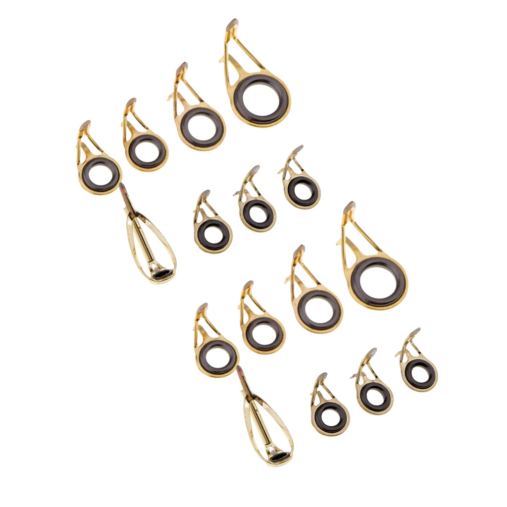 16pcs Fishing Rod Guide Tip Rod Eye Ring Fishing Rod Repair Kit Rod Building
