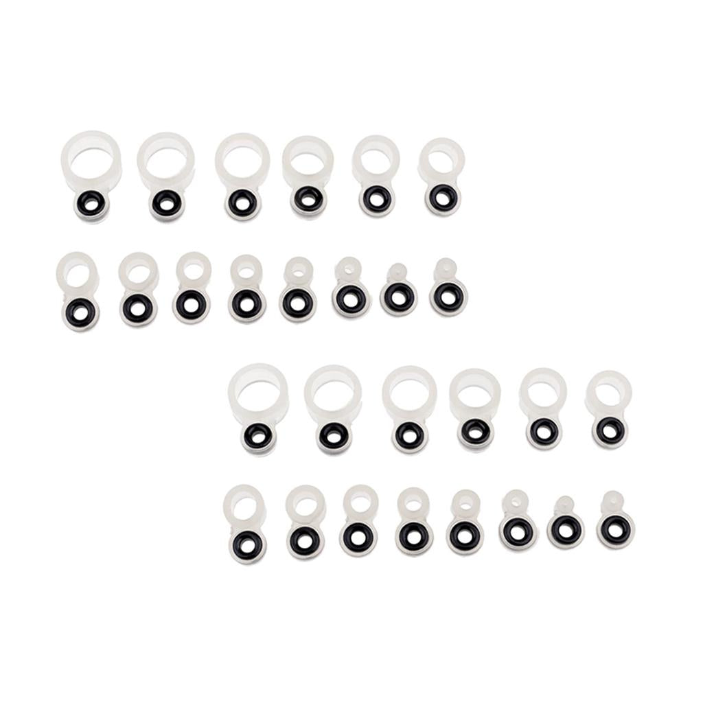 28pcs Silicone and Ceramic Fishing Rod Guides Repair Kit Rod Tip Eye Rings