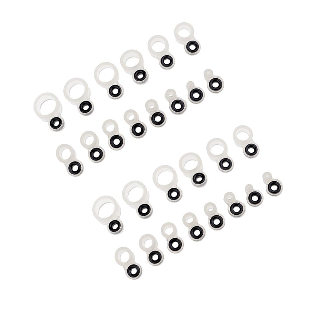 28pcs Silicone and Ceramic Fishing Rod Guides Repair Kit Rod Tip Eye Rings