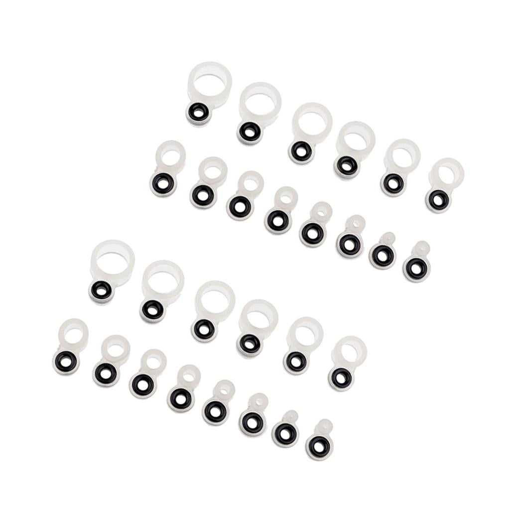 28pcs Silicone and Ceramic Fishing Rod Guides Repair Kit Rod Tip Eye Rings