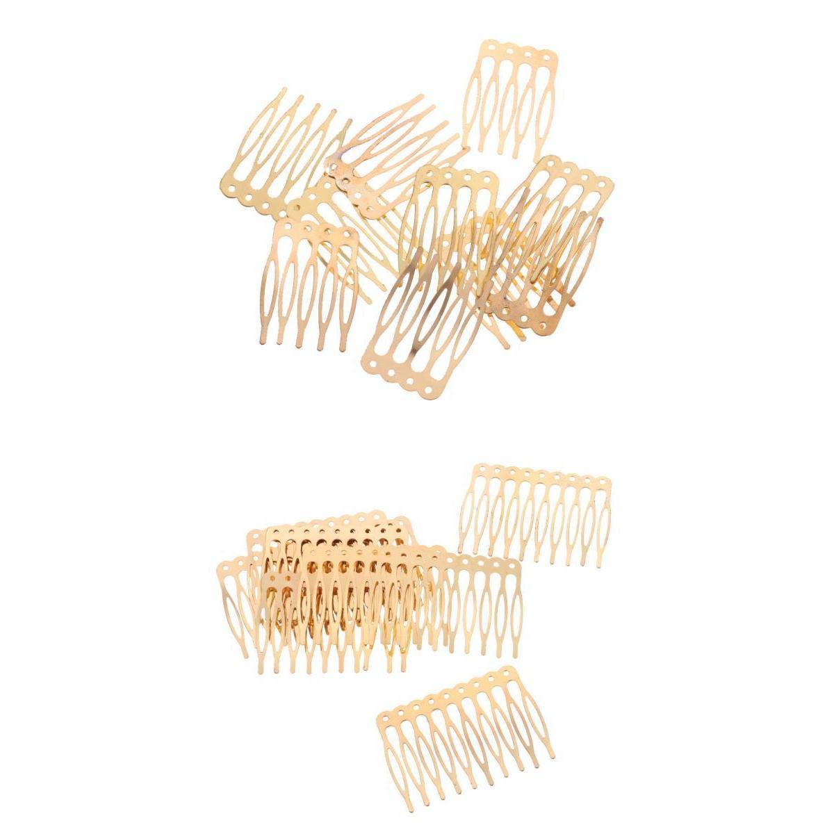 20 Pieces Vintage Gold Blank Metal Hair Comb for Bridal Hair Accessories DIY