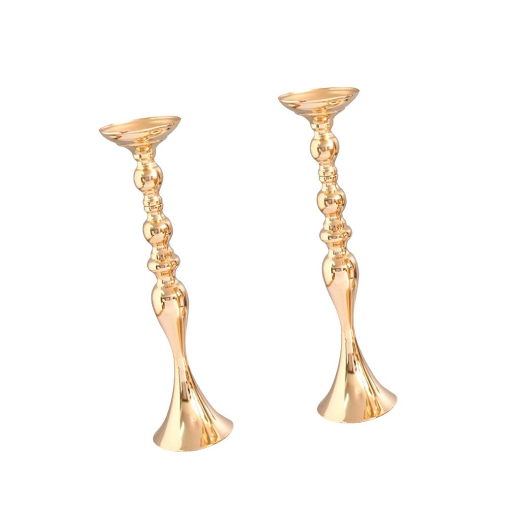 2pcs Long Stand Metal Candle Tea Light Holder Candlestick Flower Vase Gold-L