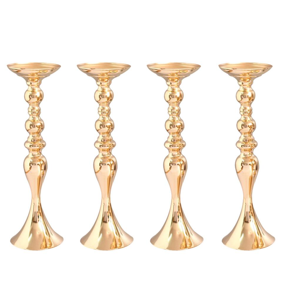 4pcs Long Stand Metal Candle Tea Light Holder Candlestick Flower Vase Gold-L
