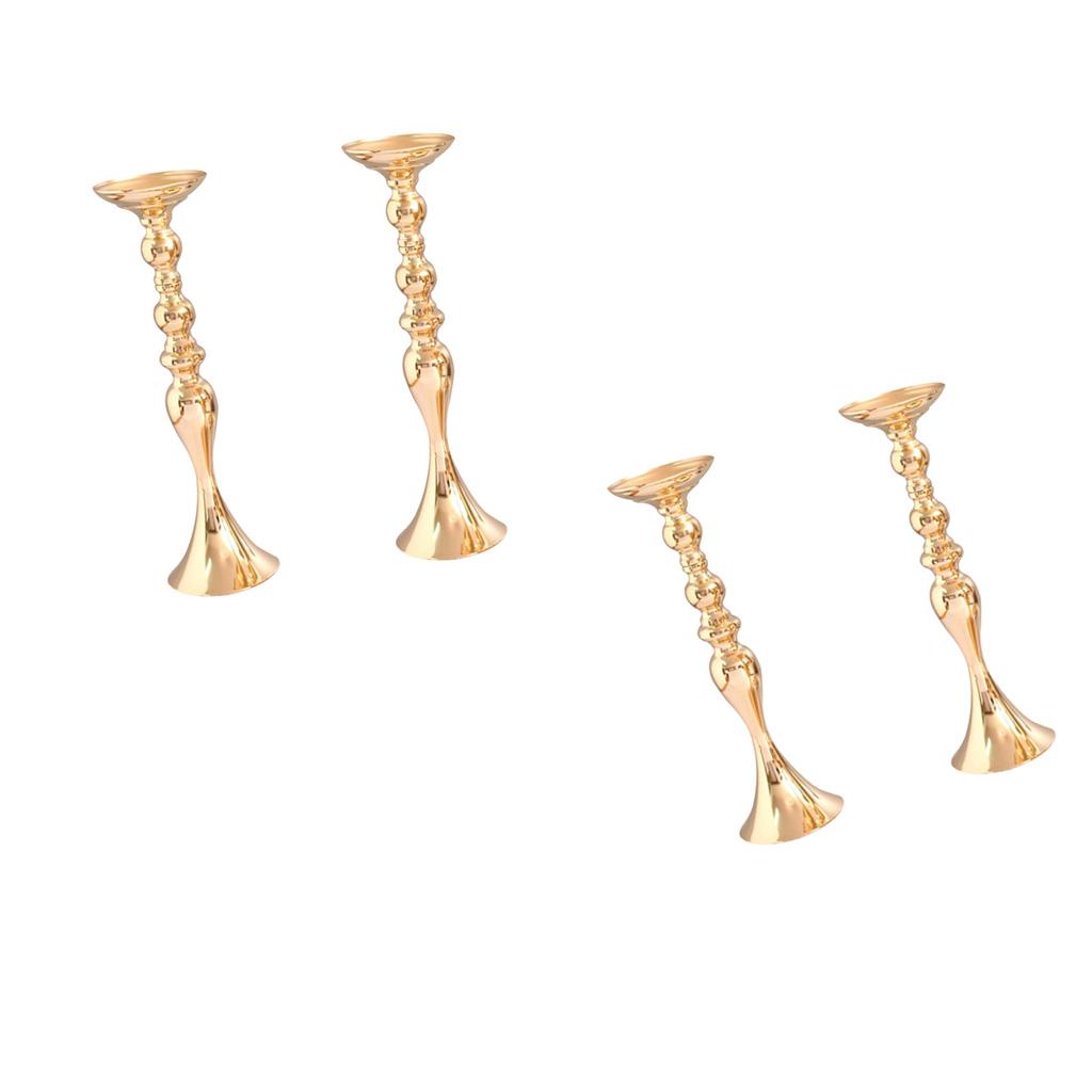 4pcs Long Stand Metal Candle Tea Light Holder Candlestick Flower Vase Gold-L