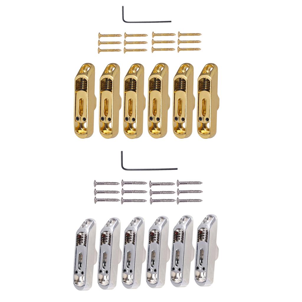 1 Set Individual Bridge Saddles Tailpice for Electric Guitar Black+Golden