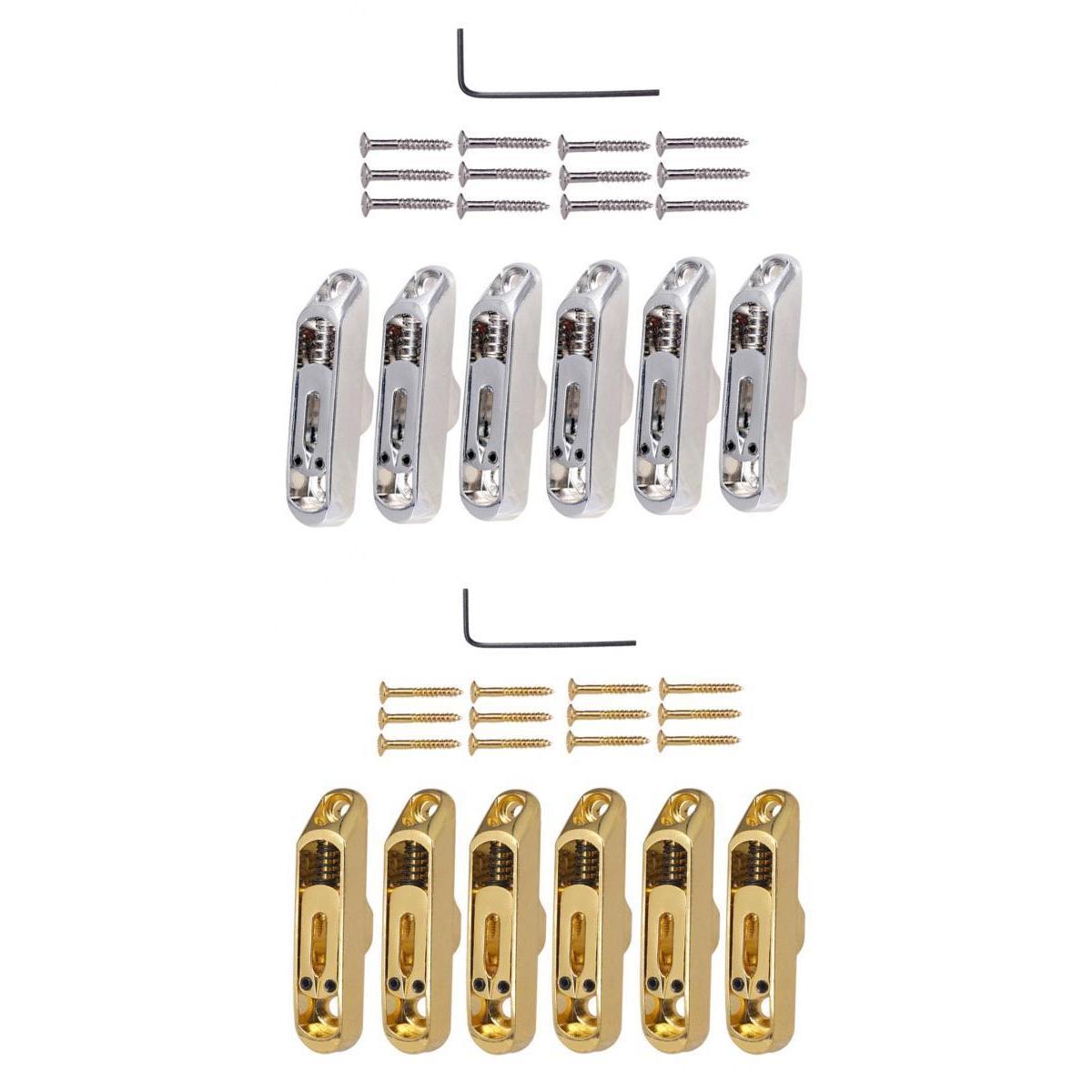 1 Set Individual Bridge Saddles Tailpice for Electric Guitar Black+Golden