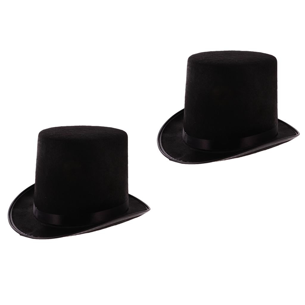2 Pieces Magician Black Hat Halloween Hat Jazz Hat Fancy Dress Cosplay Cap