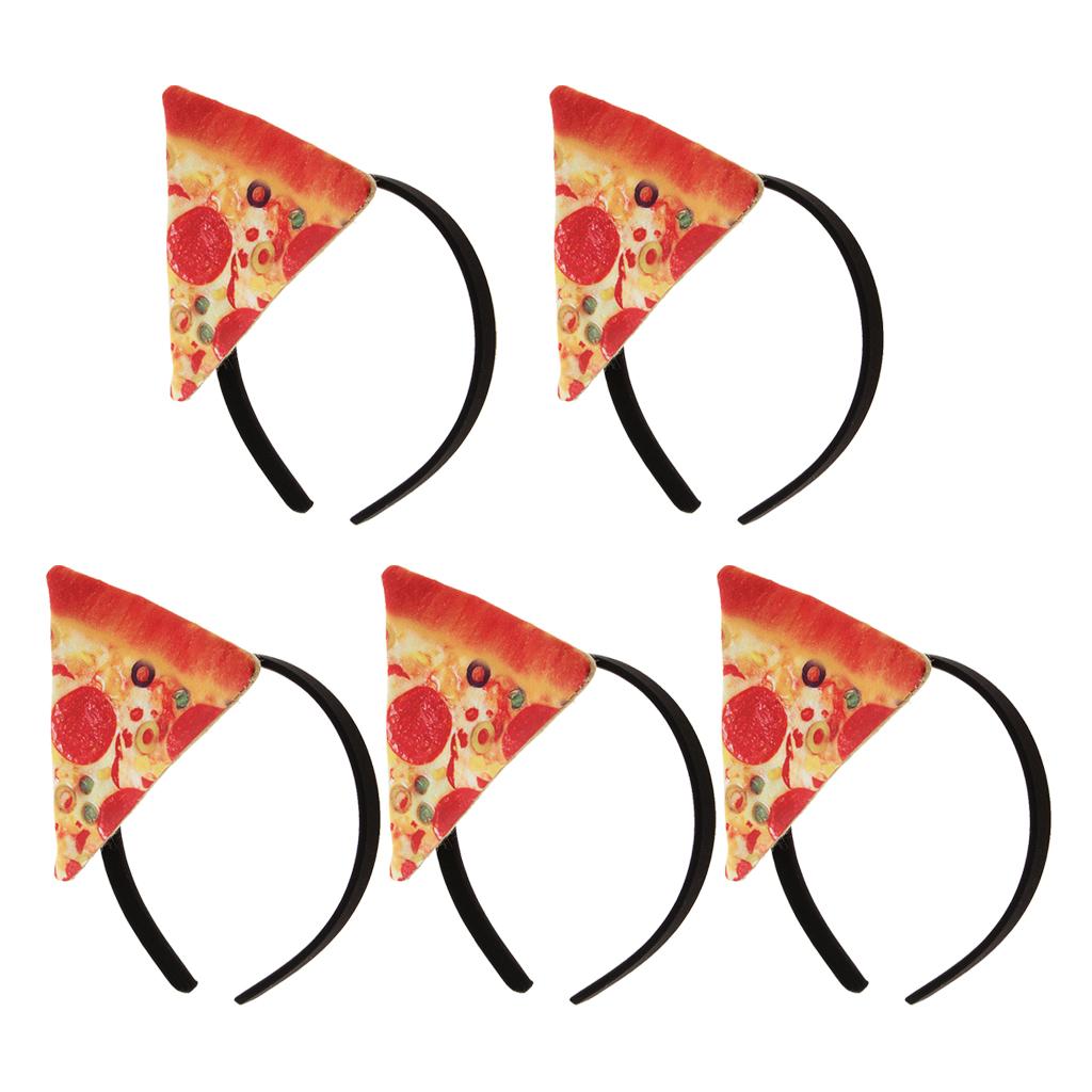 5 Pieces Festive Pizza Headband Women Girls Fancy Dress Party Hairband Gifts