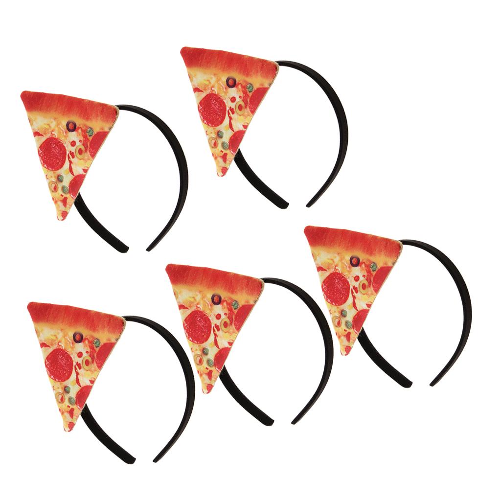 5 Pieces Festive Pizza Headband Women Girls Fancy Dress Party Hairband Gifts
