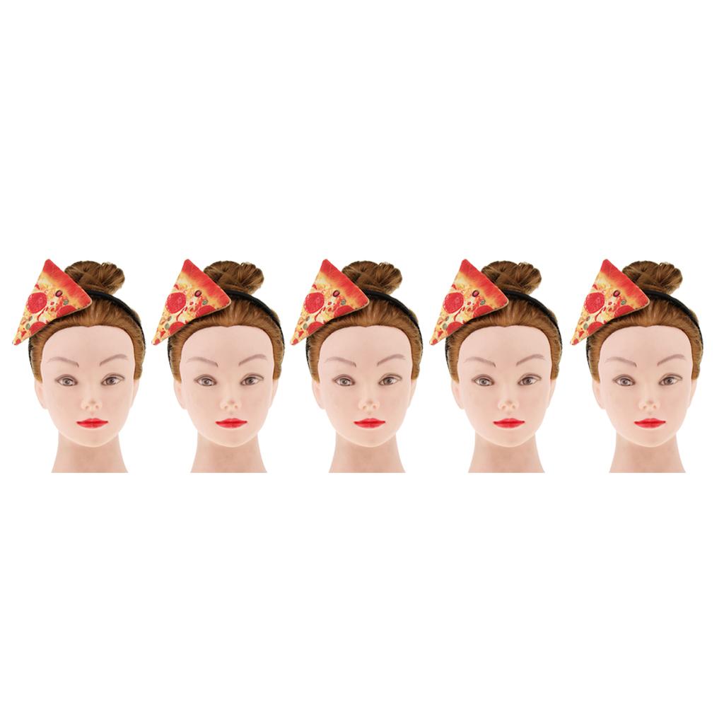 5 Pieces Festive Pizza Headband Women Girls Fancy Dress Party Hairband Gifts