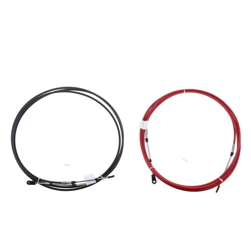 2Pcs 21Ft Throttle Shift Control Cable for Yamaha Outboard Red & Black