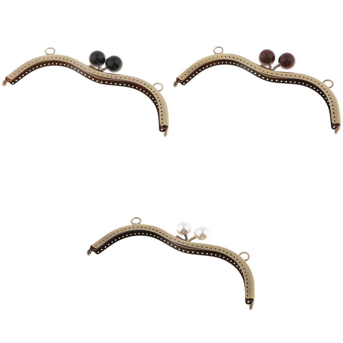 3Pcs Vintage Metal Purse Clutch Handle DIY Bag Craft Frame Kiss Clasp Lock
