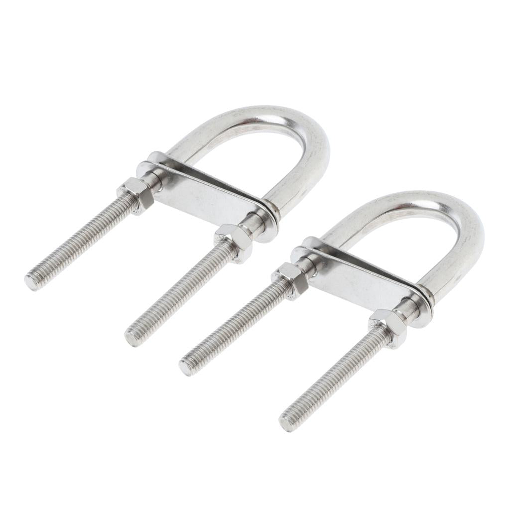 2 Pieces 304 Stainless Steel Boat Bow Stern Eye U-Bolt, Marine Rigging M6*90