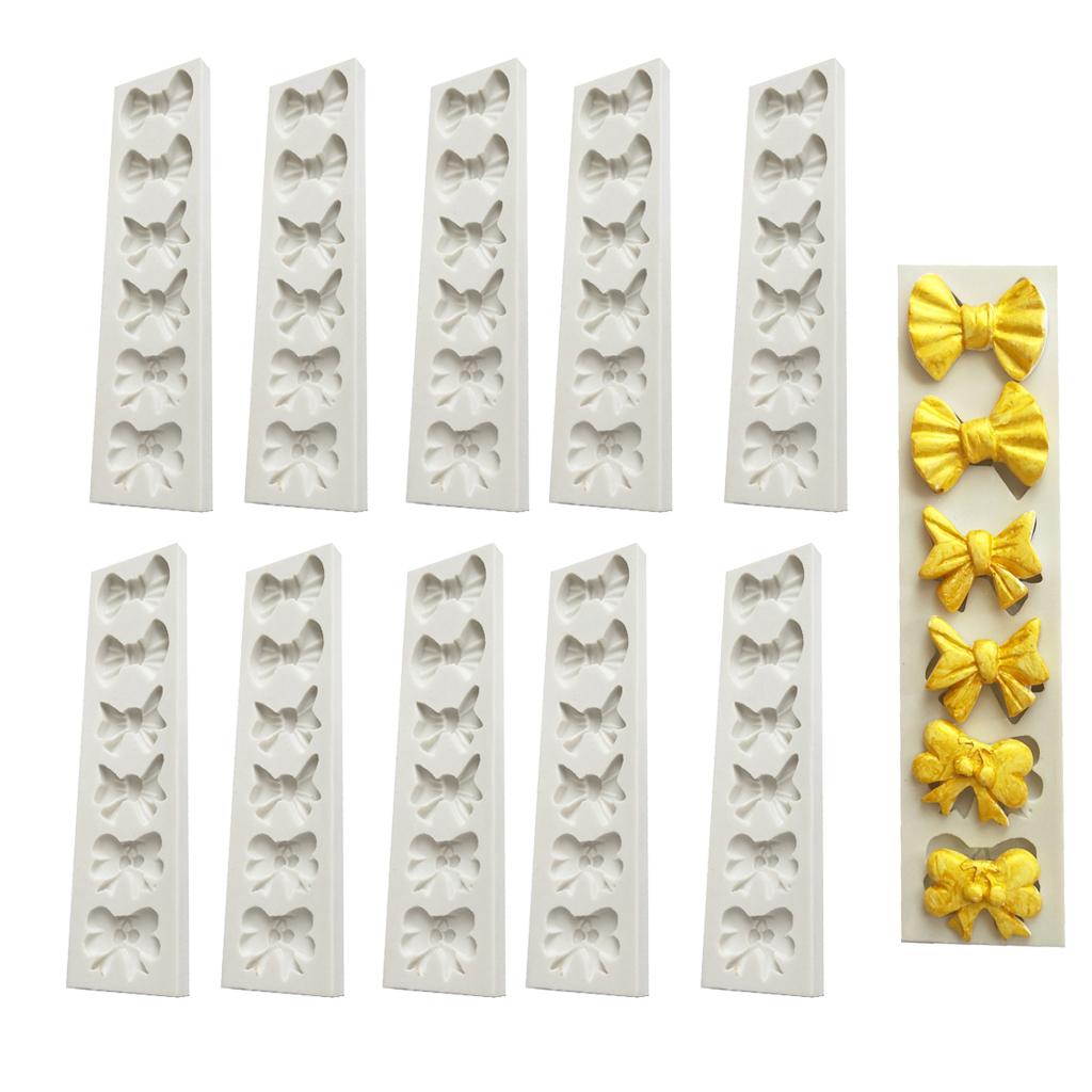 10Pcs Bowtie Fondant Cake Mould Silicone Candy Chocolate Mold Decor DIY