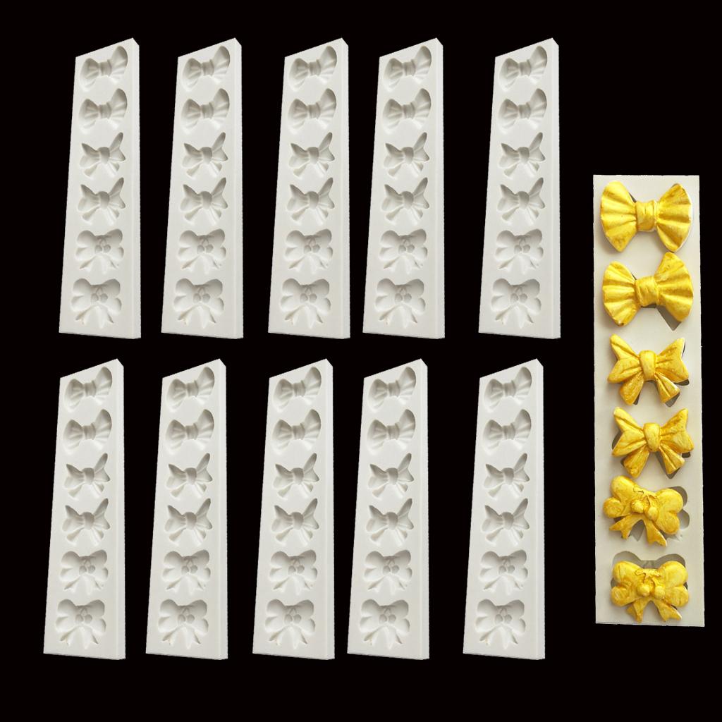 10Pcs Bowtie Fondant Cake Mould Silicone Candy Chocolate Mold Decor DIY