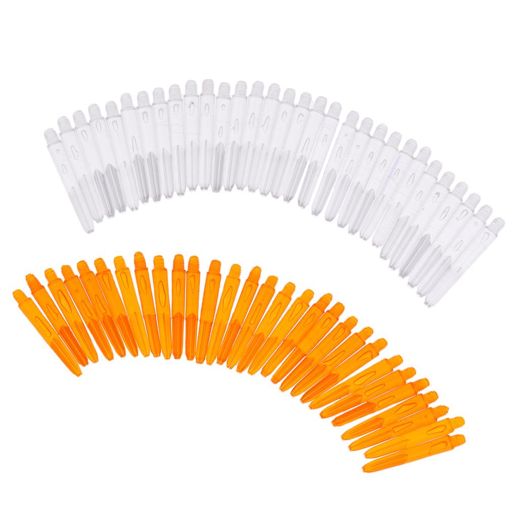 60Pcs 2BA Thread Plastic Dart Stems Shafts Soft Tip Darts Clear & Orange