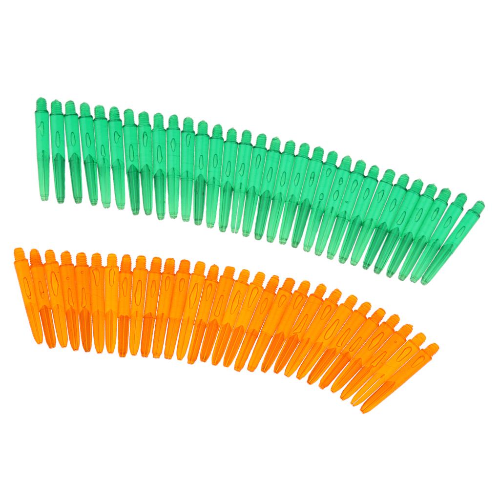 60Pcs 2BA Thread Plastic Dart Stems Shafts Soft Tip Darts Green & Orange