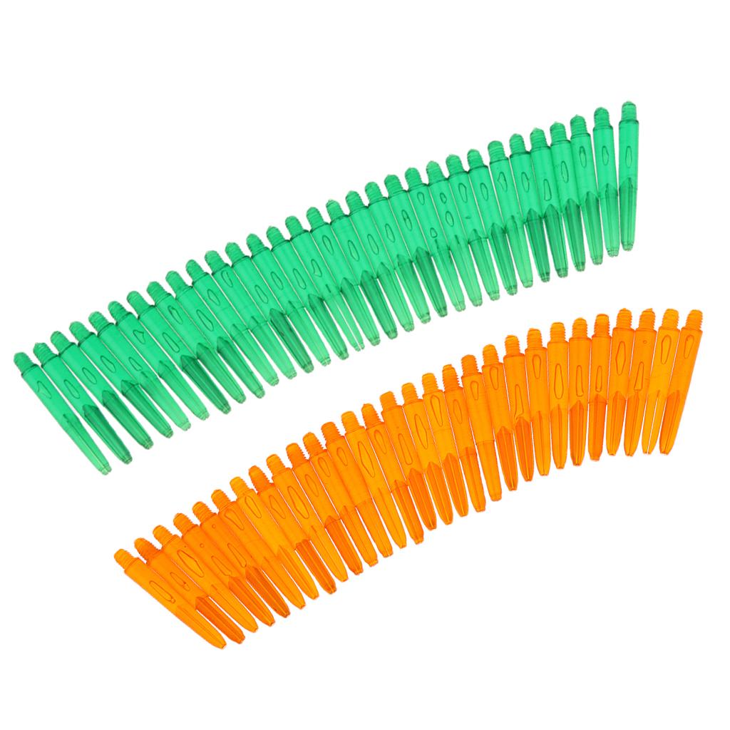 60Pcs 2BA Thread Plastic Dart Stems Shafts Soft Tip Darts Green & Orange