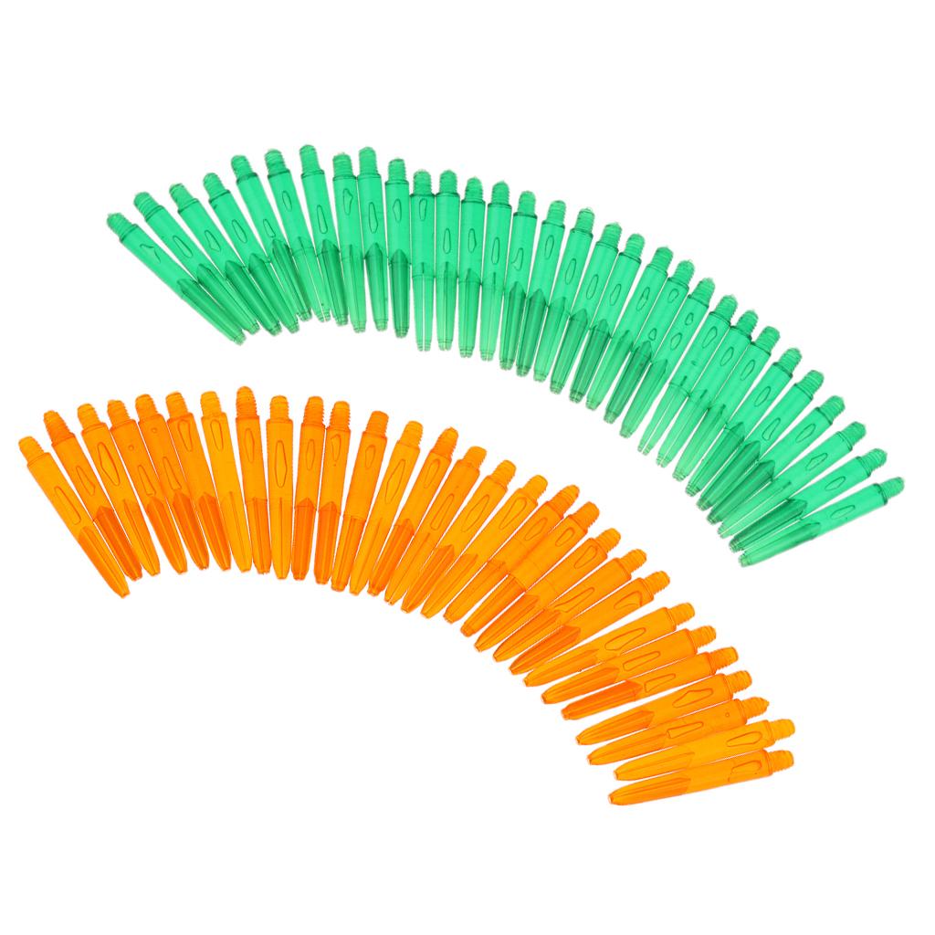 60Pcs 2BA Thread Plastic Dart Stems Shafts Soft Tip Darts Green & Orange