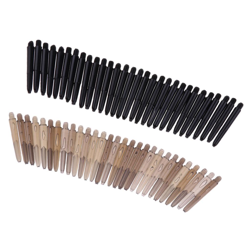 60Pcs 2BA Thread Plastic Dart Stems Shafts Soft Tip Darts Black & Gray